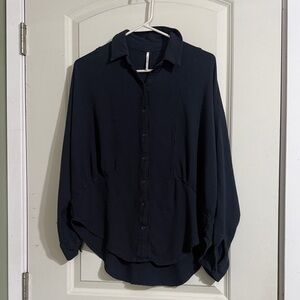 Free People Navy Blue button up blouse